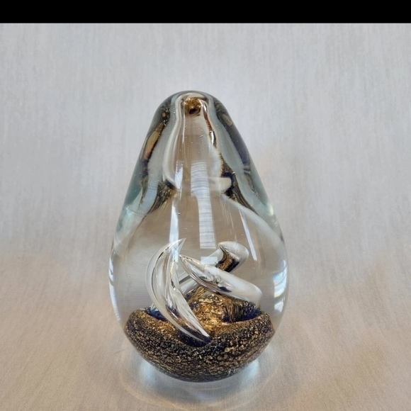 no brand Other - Artisan Glass Murano Style Paper Weight with Gold and Blue Details